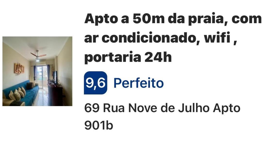 Apto A 50M Da Praia, Com Ar Condicionado, Wifi , Portaria 24H Praia Grande  Kültér fotó